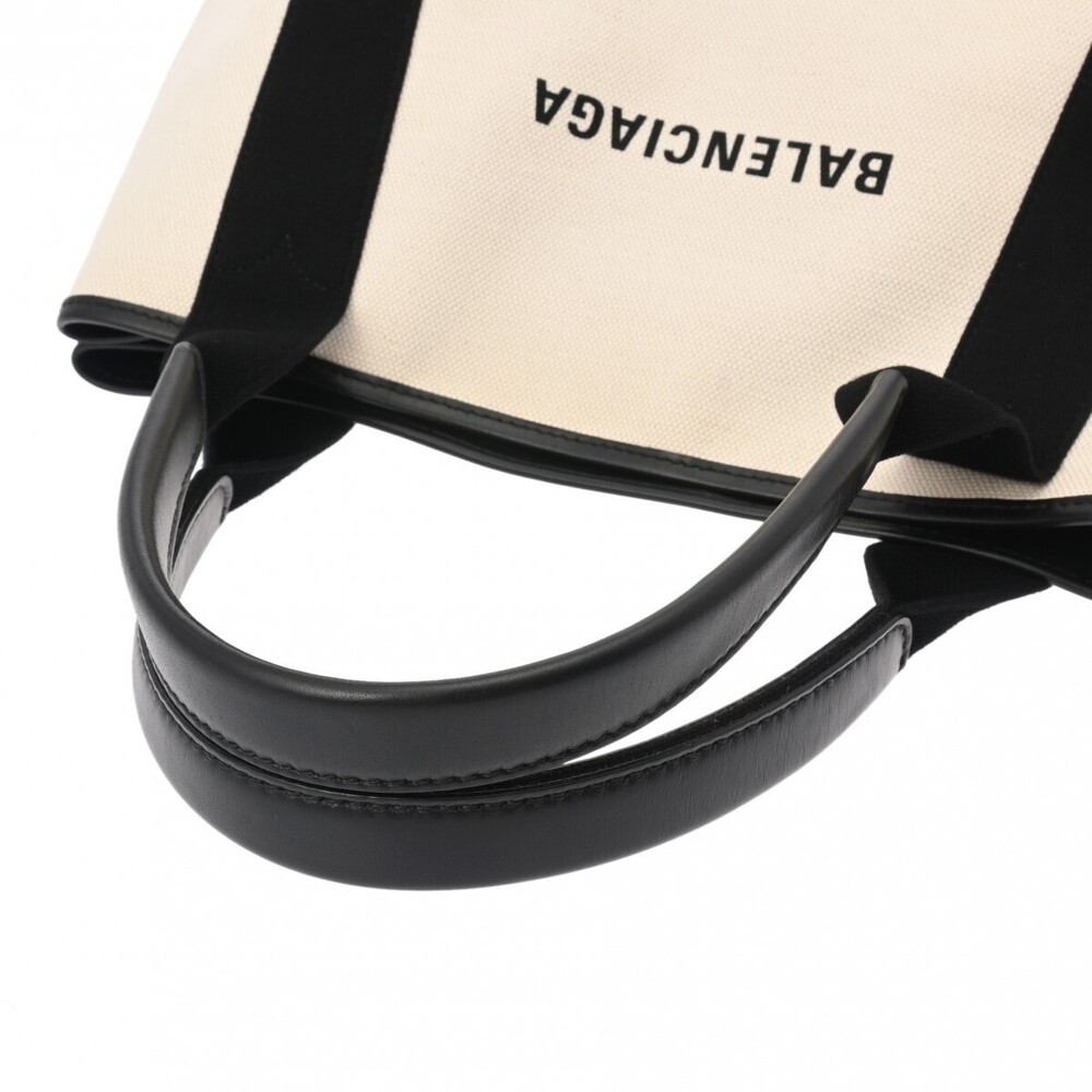 BALENCIAGA Cabas White Black Canvas Leather Handbag - Picture 3 of 11